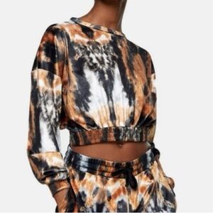 NWT Topshop Tie Dye Velour Crop Sweatshirt